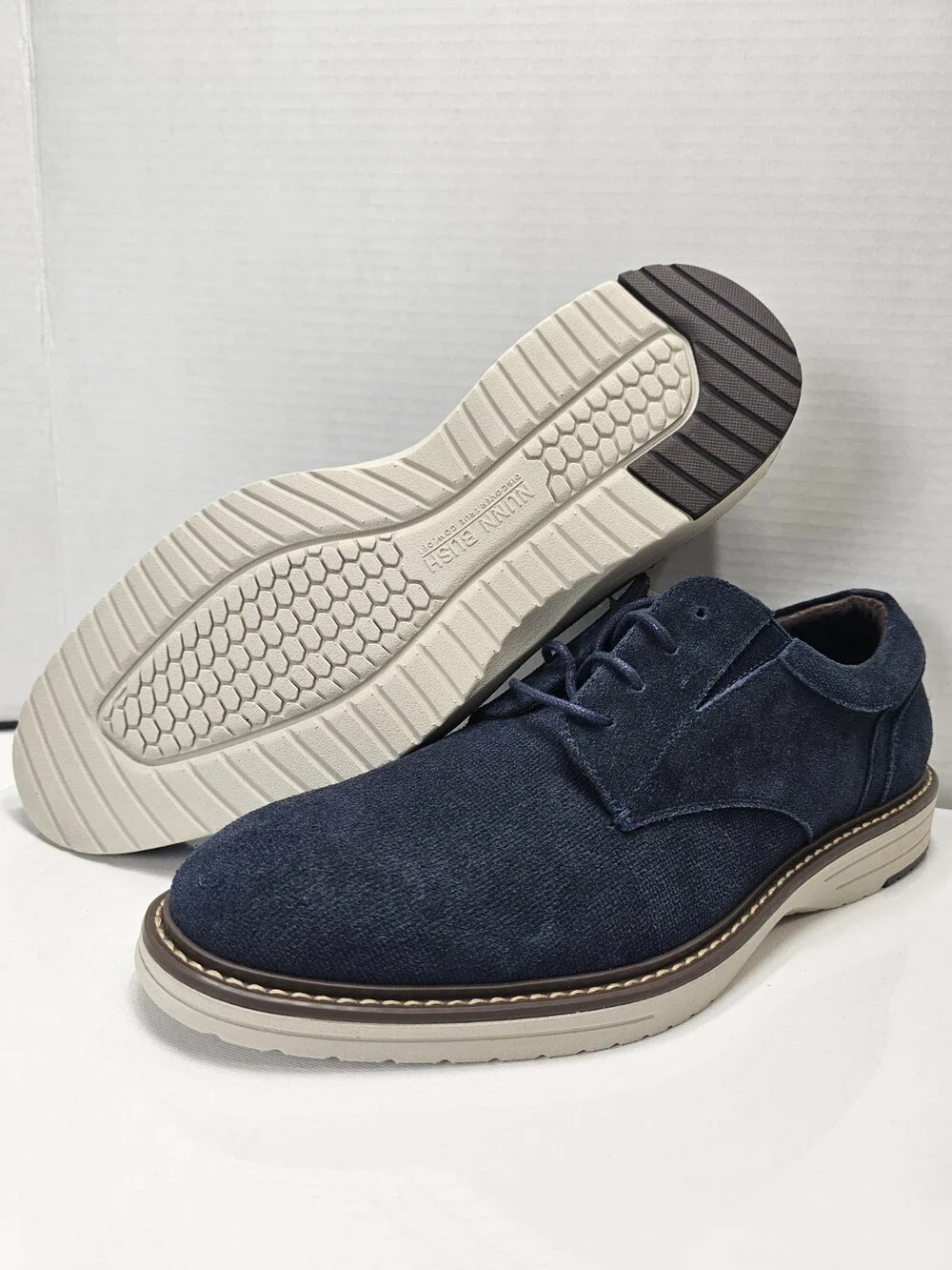 Nunn Bush Griff Suede Oxford Men’s 10M Navy Blue 85107-410 New